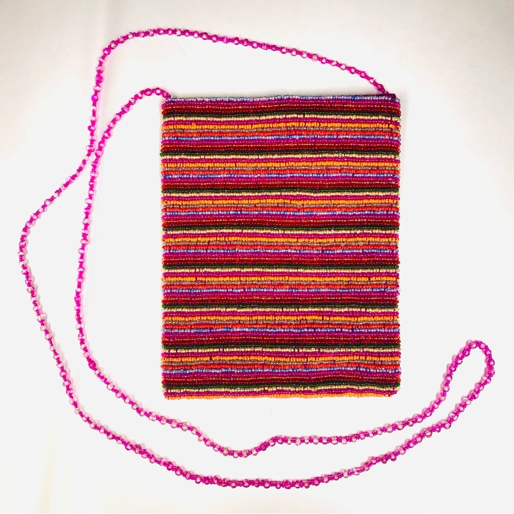 MOYNA Striped Beaded Crossbody Purse